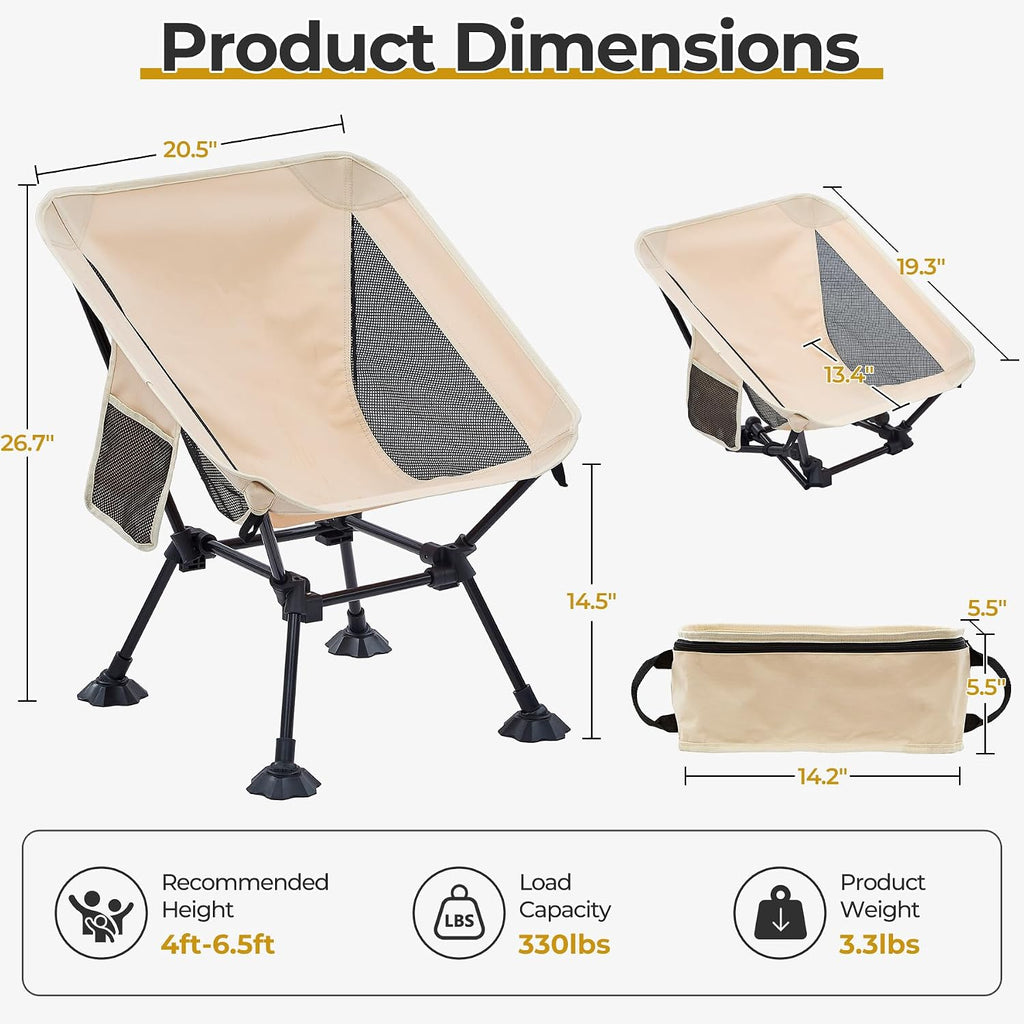 Lightweight Folding Backpacking Camping Chair for Hiking, Beach