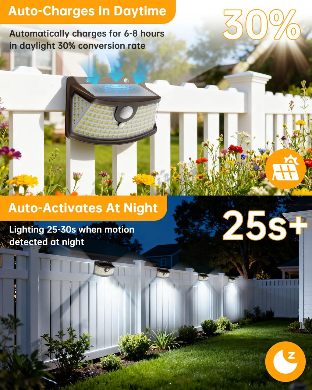 Aootek Solar Motion Sensor Lights Outdoor 120 LEDs, Brown, 6 Pack