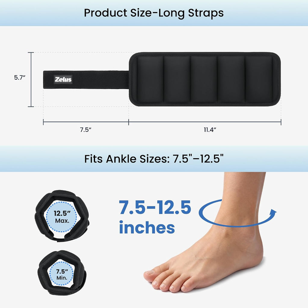 ZELUS Ultra Thin Adjustable Ankle Weights, 4/7/10 lb Fully Adjustable, Filled with Soft Iron for Slim Fit, Leg Weights for Women Men, Strength Weighted for Gym Home Yoga Walking Running Pilates