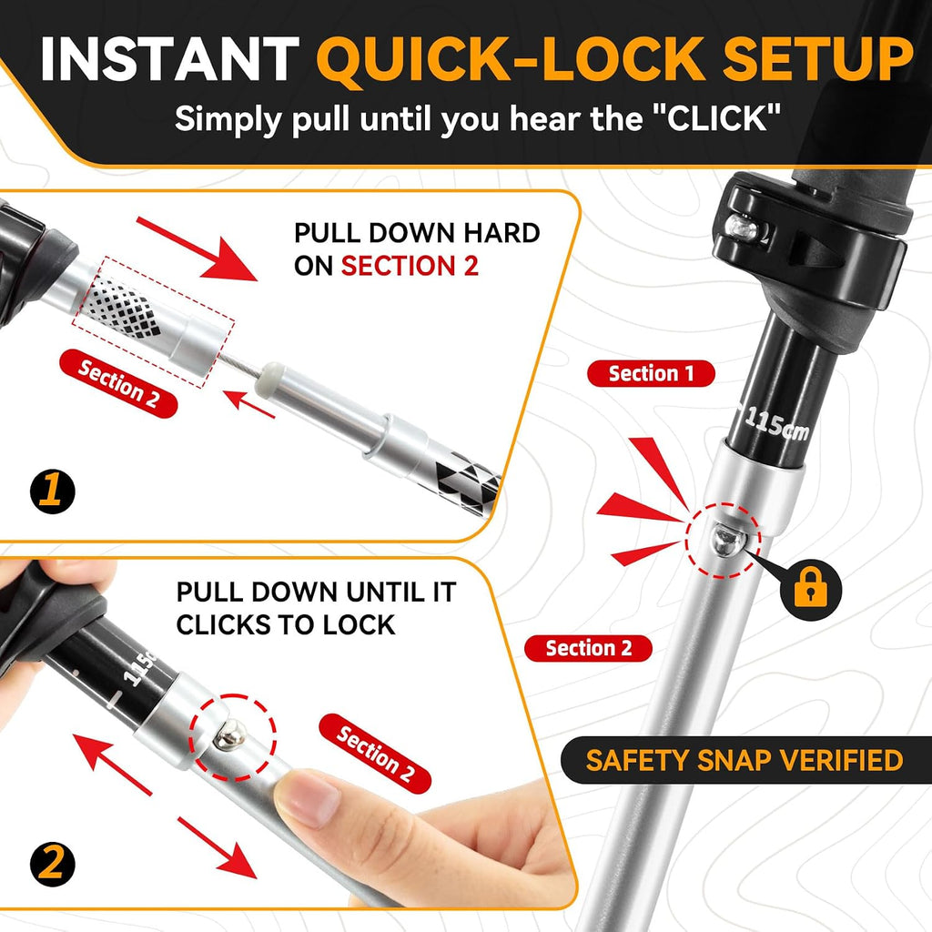 Cork Grip Collapsible Hiking Poles, Trekking Poles for Hiking, Lightweight