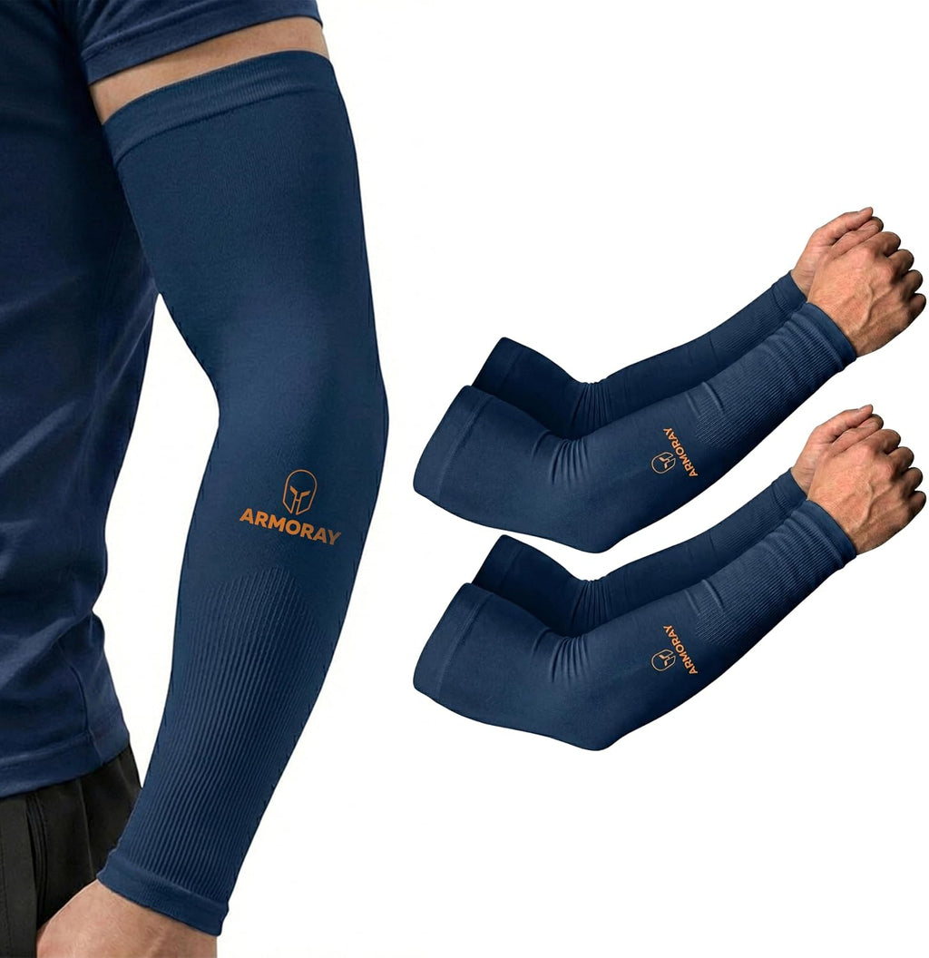 ARMORAY Arm Sleeves for Men and Women - UV Sun Protection Cooling Compression - Tattoo Cover Up Sleeve for Daily Wear & Work