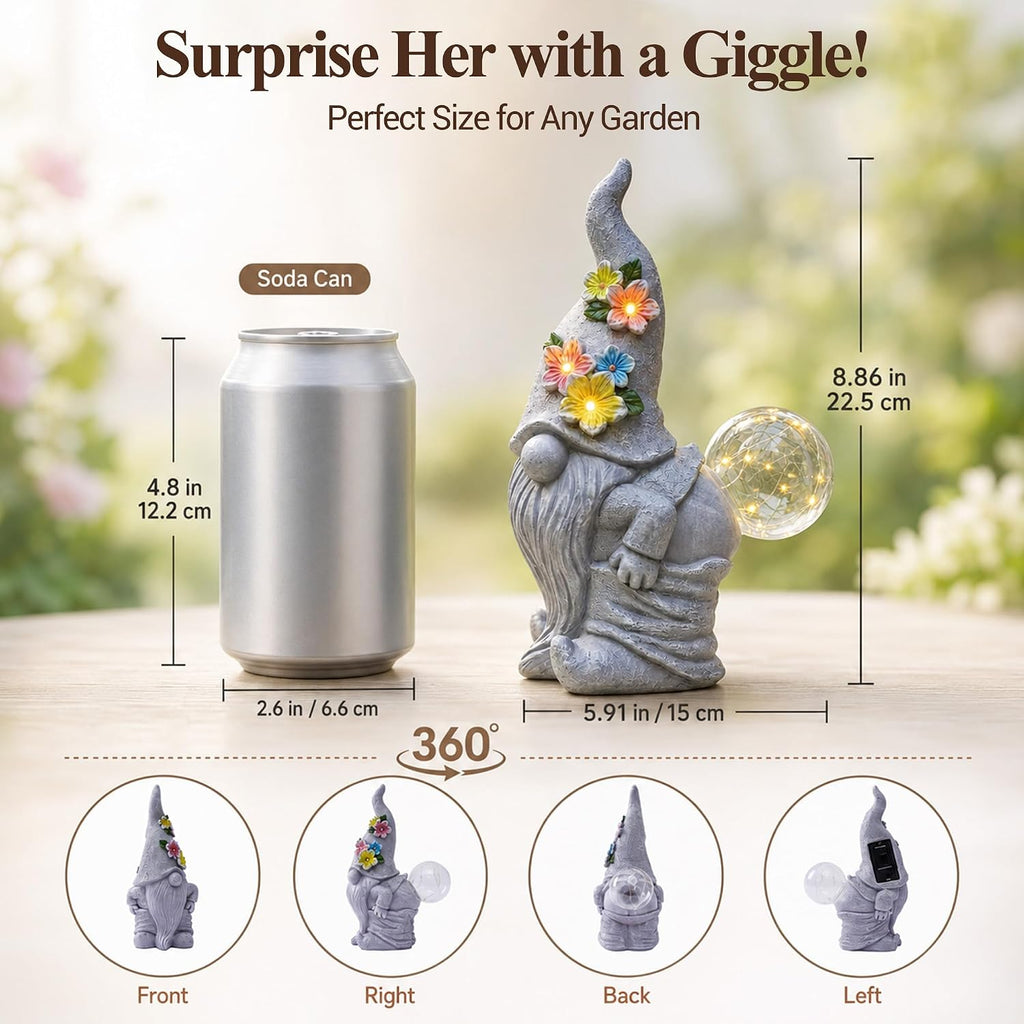 Solar Funny Garden Gnome Statue: Outdoor Lights Decorations