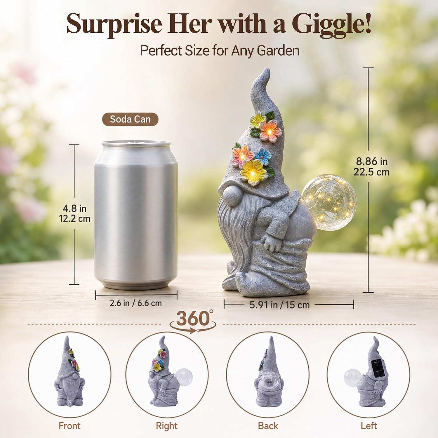 Solar Funny Garden Gnome Statue: Outdoor Lights Decorations