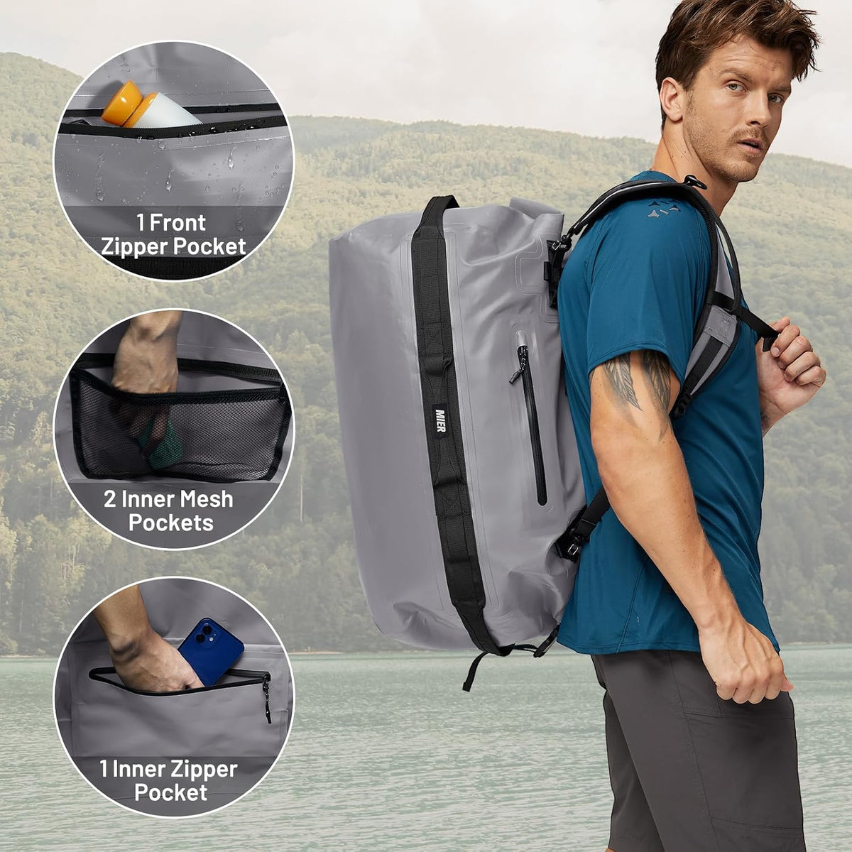 MIER Large Waterproof Duffel Bag - 60L/80L Dry Bag Backpack