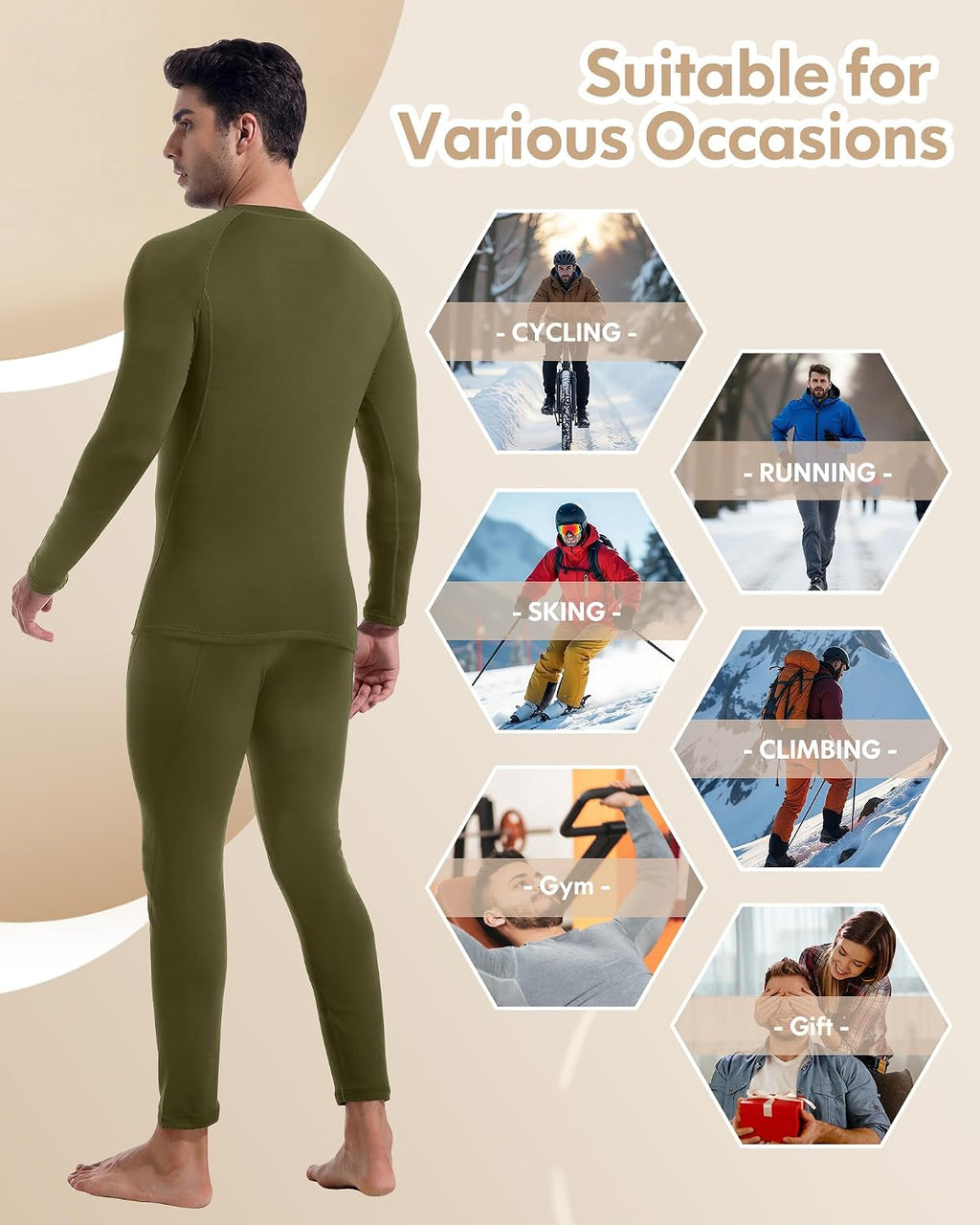 Mens Thermal Underwear Long Johns Base Layer Set Cold Weather 1/2/3 Pack