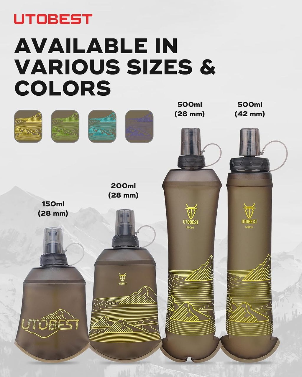 UTOBEST Soft Flask 150ml Collapsible Running Water Bottles