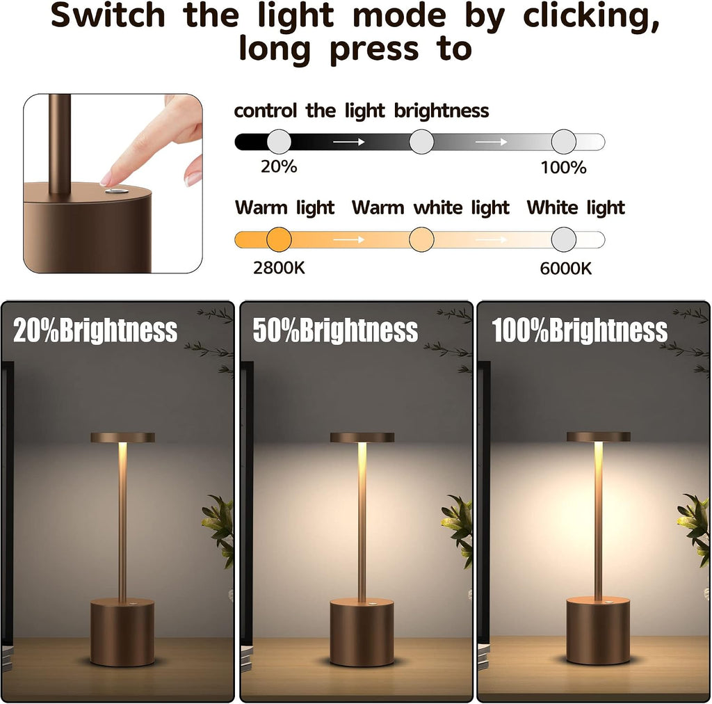2Pack Cordless Rechargeable LED Restaurants Outdoor Table Lamp