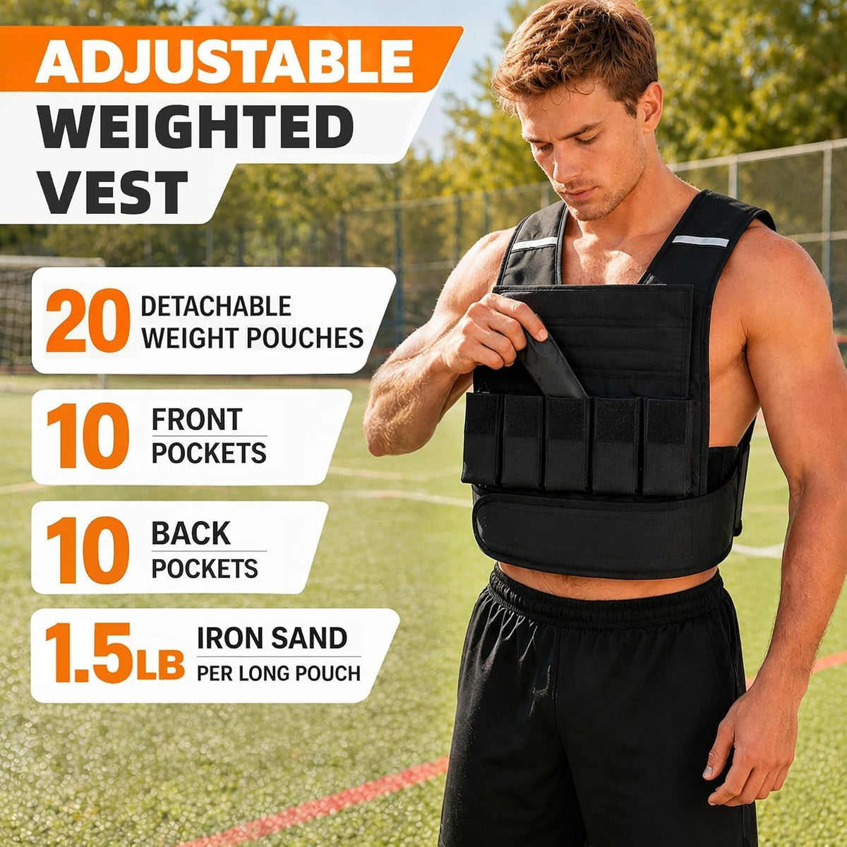 ZENY Adjustable Weighted Vest for Men Women, 30lb/40lb/60lb Fitness Vest
