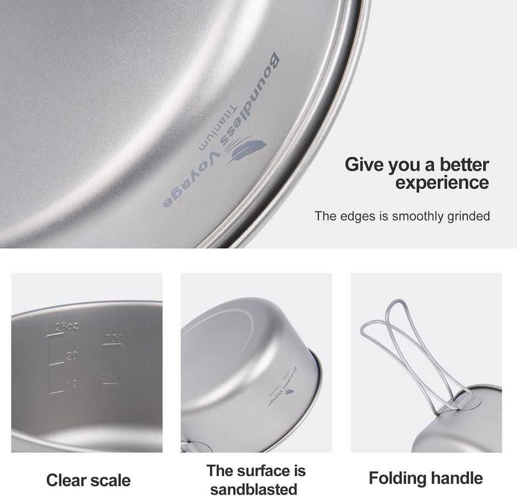iBasingo Titanium Camping Cookware Ultralight Backpacking Pot Pan Set