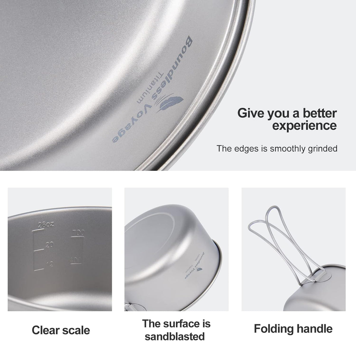 iBasingo Titanium Camping Cookware Ultralight Backpacking Pot Pan Set