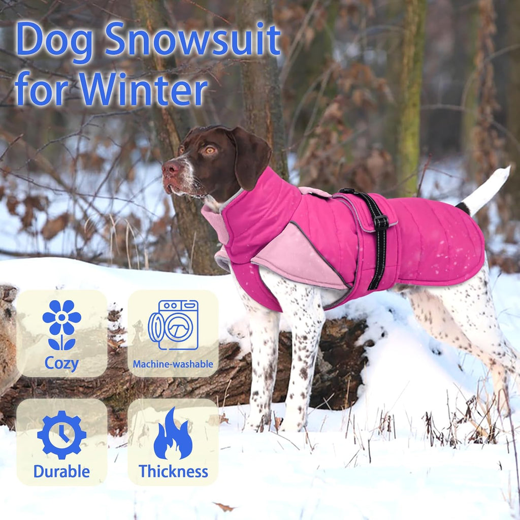 MIGOHI Cozy Small Dog Coat - Reflective Dog Coat for Small Dogs,Fleece Winter Coats Jacket for Dogs with Leash Hole,Snowproof Thick Puppy Clothes,Pomeranian,Chihuahua,XS,Rosepink