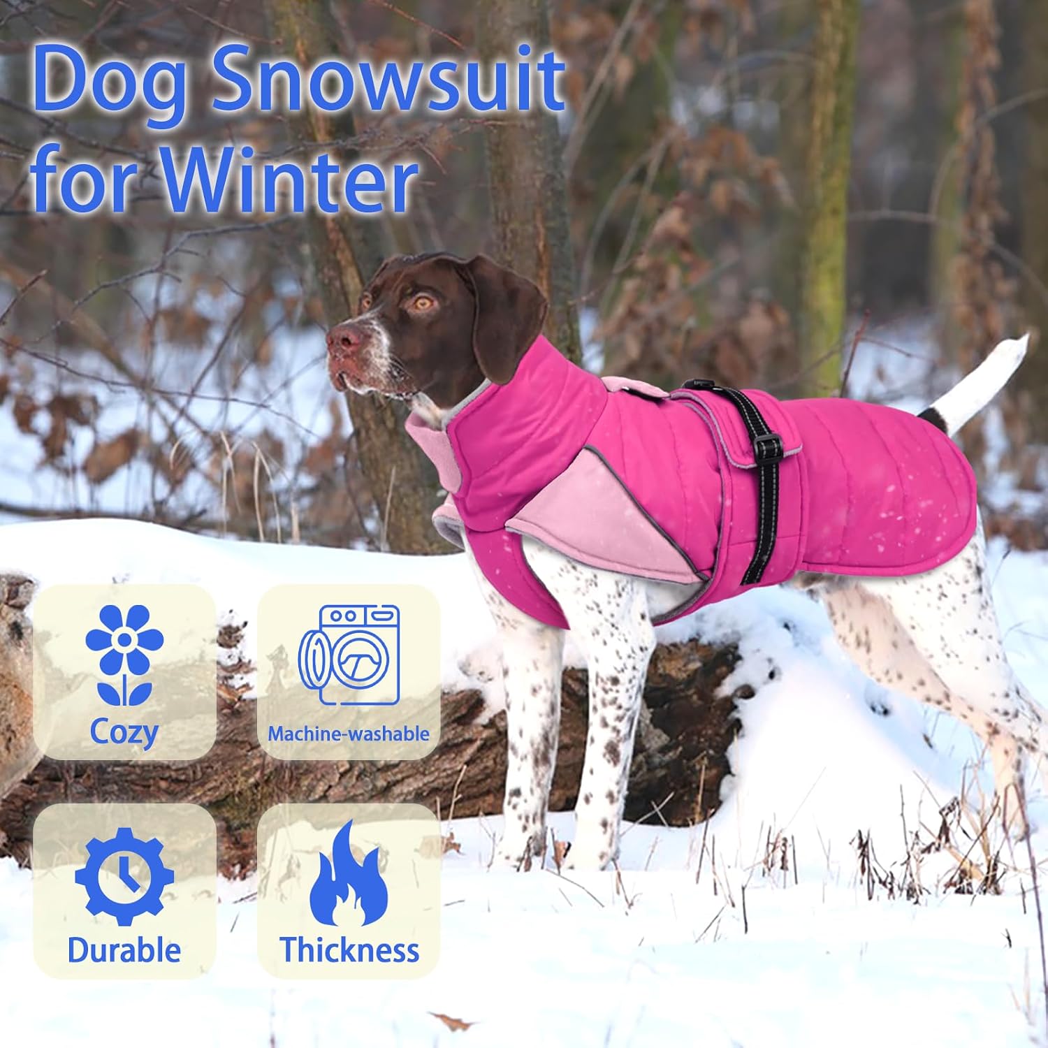 MIGOHI Cozy Small Dog Coat - Reflective Dog Coat for Small Dogs,Fleece Winter Coats Jacket for Dogs with Leash Hole,Snowproof Thick Puppy Clothes,Pomeranian,Chihuahua,XS,Rosepink