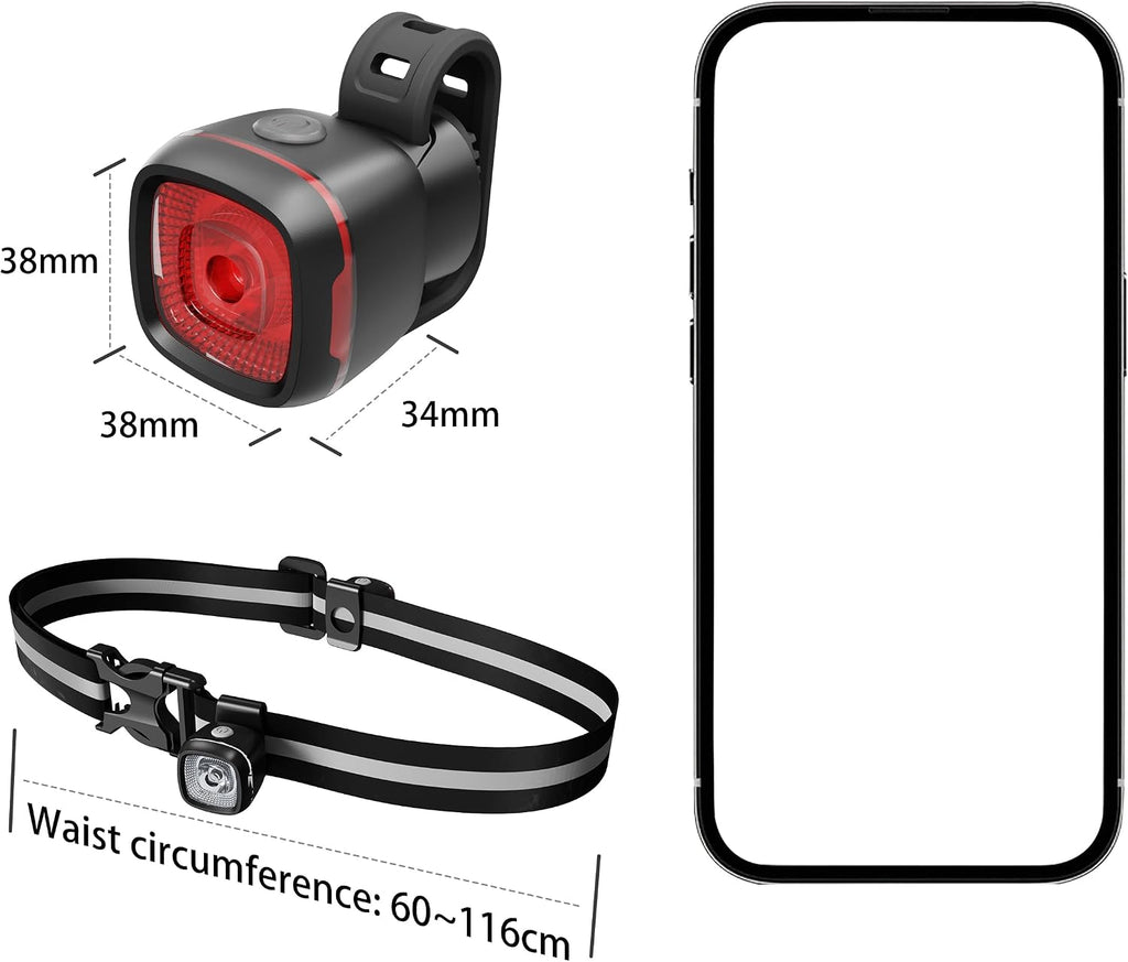 Bicycle Front & Rear Lights, Type-C Rechargeable LED Bike Light Set, IPX6,Waterproof Flashlight for Night Riding, Safety Headlight Taillight, Kids Girls Children's Bicycle Accessories