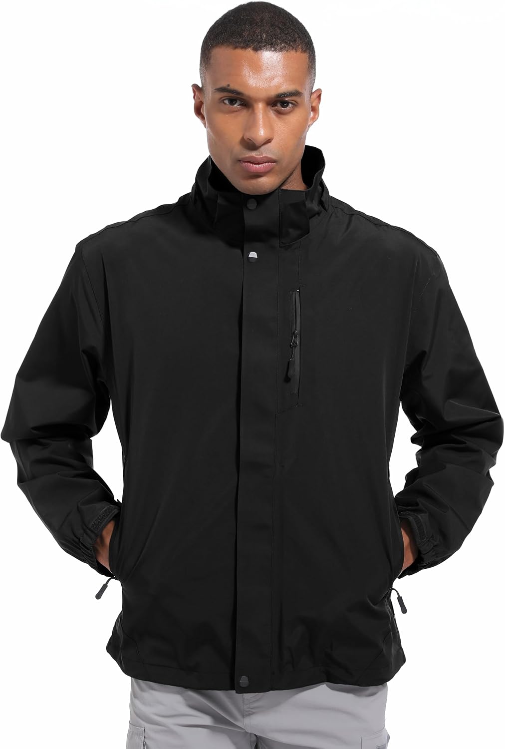 WENRONSTA Men's Lightweight Rain Jacket Waterproof Windbreaker Hooded Raincoat Shell Jacket Outdoor Hiking Fishing Travel