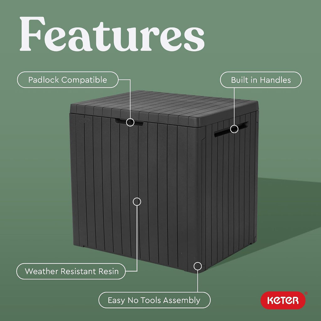 Keter City 30 Gal Outdoor Storage Box and Patio Side Table