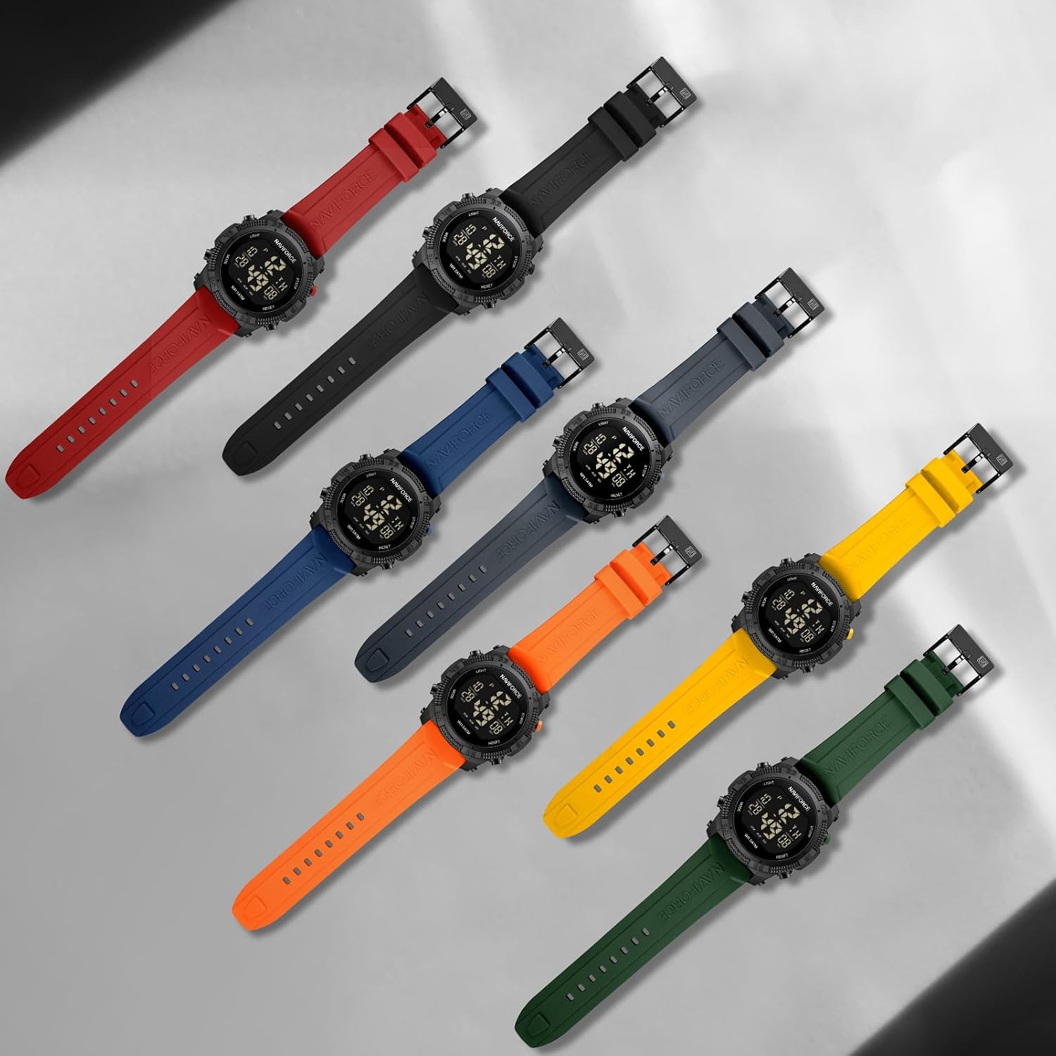 NAVIFORCE Men Sports Waterproof Digital Watches with Stopwatch Alarm Rubber Strap Wristwatch for Women，Gift