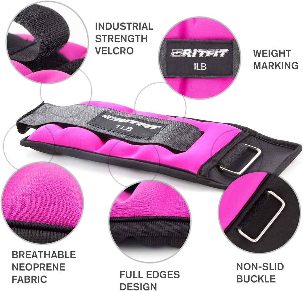 RitFit Adjustable Ankle Weights for Women & Men