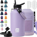 DYSANKY Insulated Water Bottle w/Straw Lid & Portable Carrier Bag, 64oz
