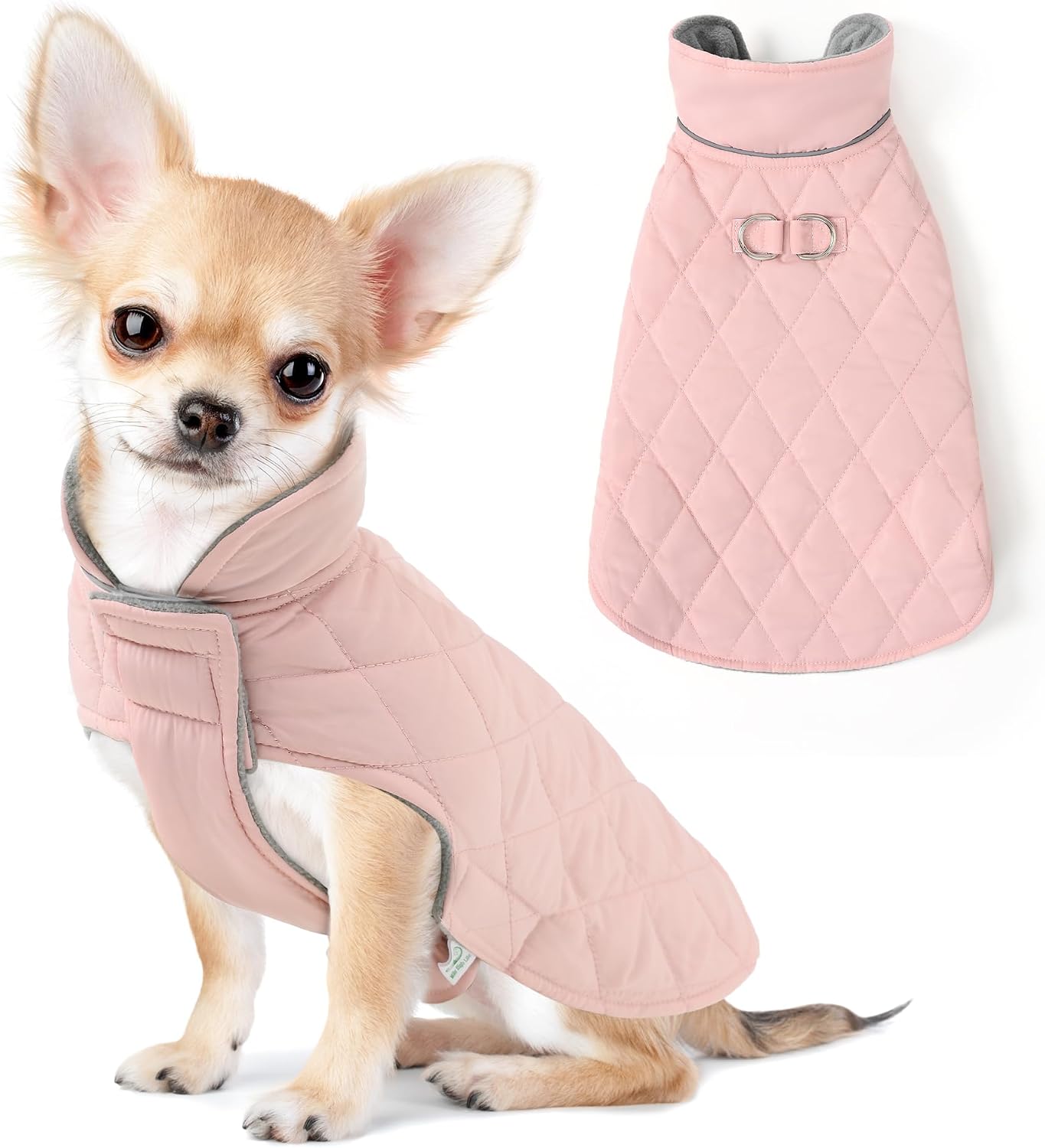 Mile High Life Dog Warm Coat, Small Dog Winter Jacket Windproof Water Resistant Cold Weather Coats Cozy Snow Jacket Vest for Puppies (Pink, Medium Chest: 17.3")