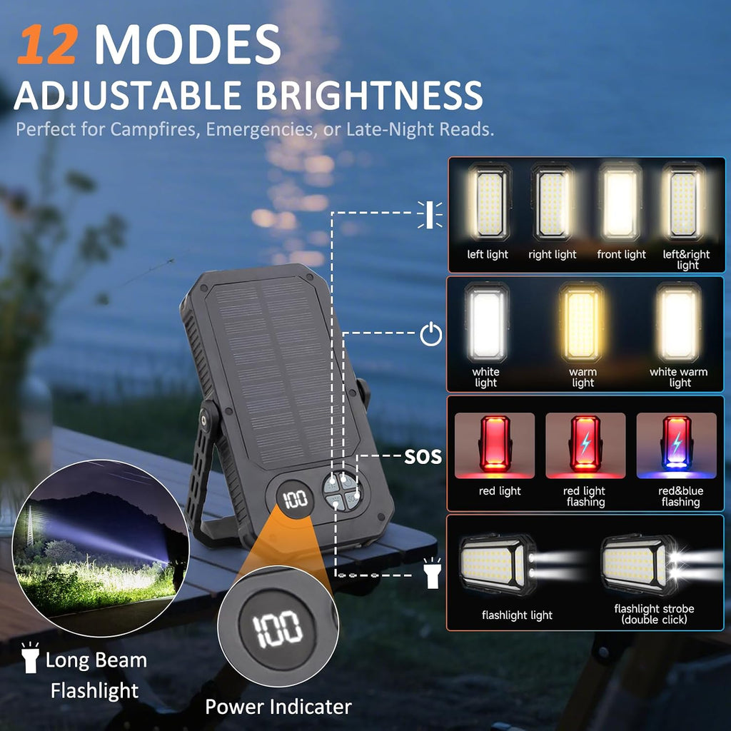 Camping Lantern LED Rechargeable - up to 120+ Hours, 10000mAh Portable Camping Lights with Redlight &12 Light Modes, LCD Display, Dimmable, Waterproof, Camping Lanterns for Power Outages, Hurricane
