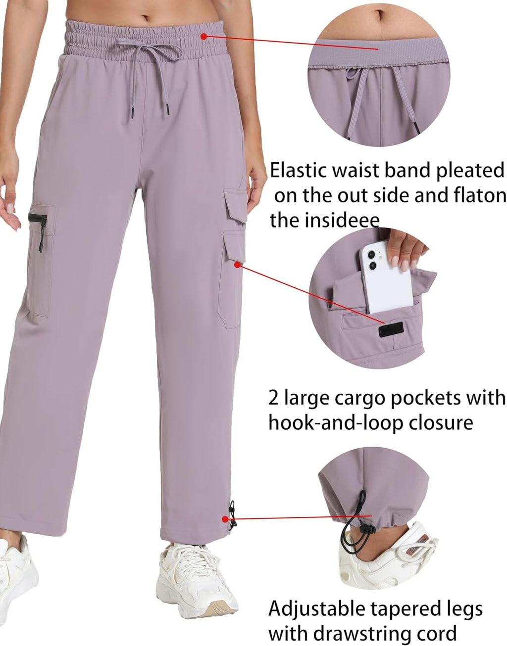 Rrosseyz Women's Hiking Pants with Pockets Lightweight Water Resistant