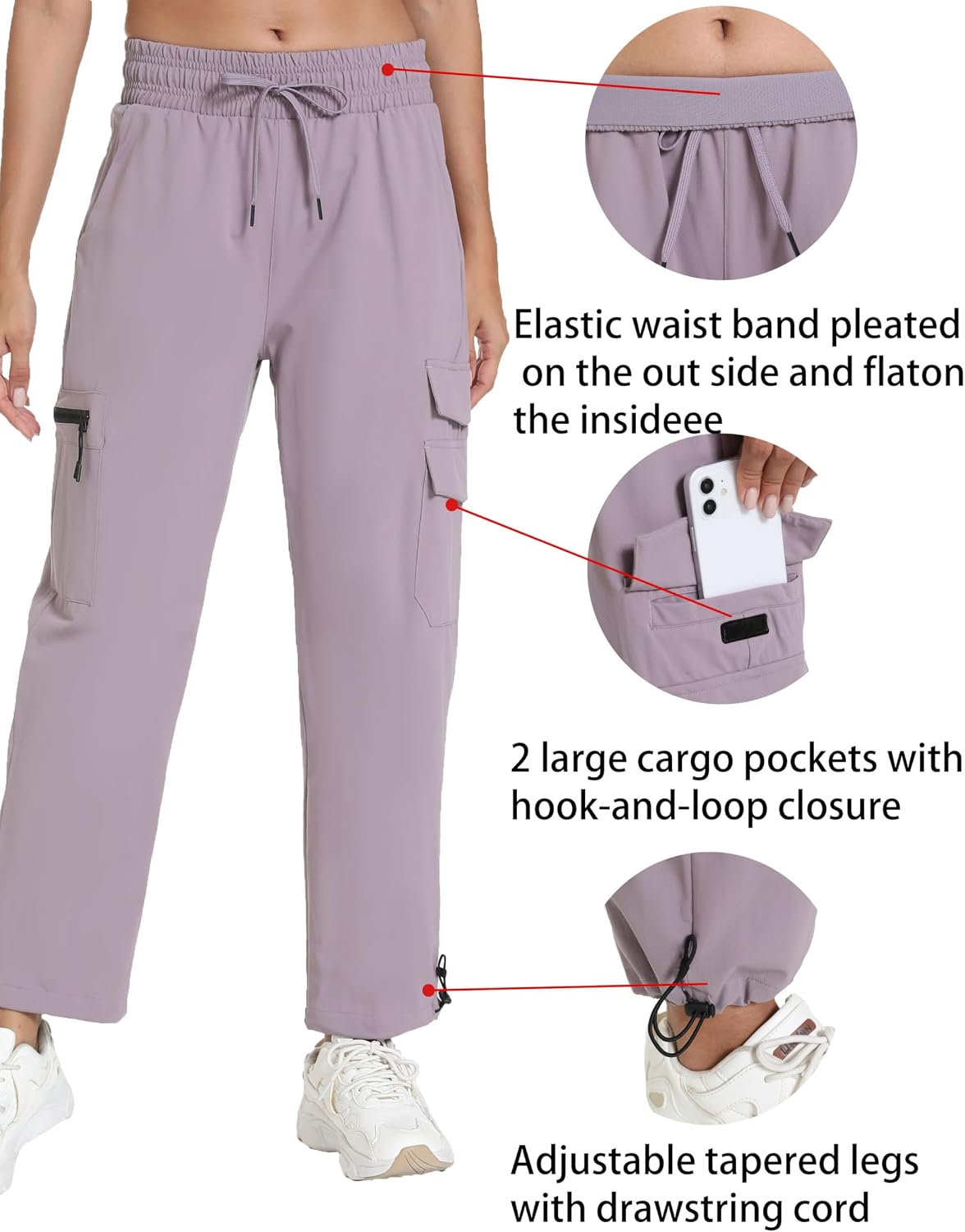 Rrosseyz Women's Hiking Pants with Pockets Lightweight Water Resistant