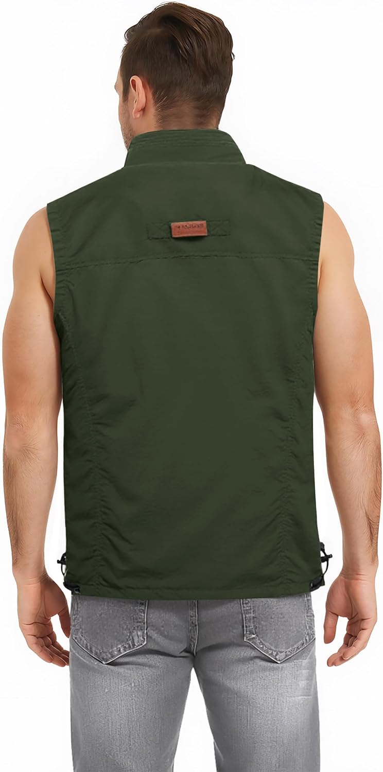Flygo Men's Lightweight Outdoor Travel Work Fishing Vest with Multi-Pockets