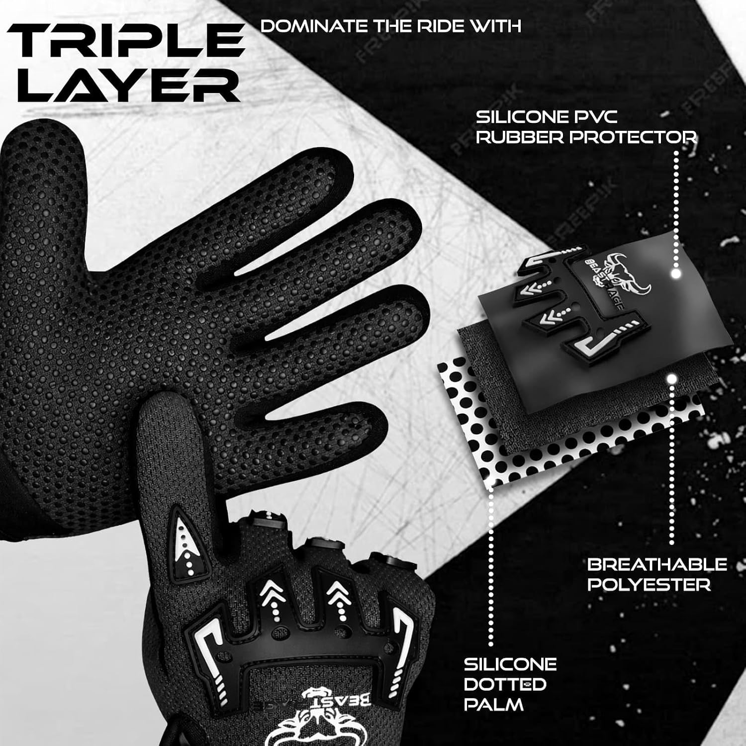 BEAST RAGE Youth Motocross Gloves – Motocross & BMX for Dirt Bike & Riders | Boys &Girls Gear | Non-Slip Grip, Breathable Lightweight for Youth Training Cycling Gloves