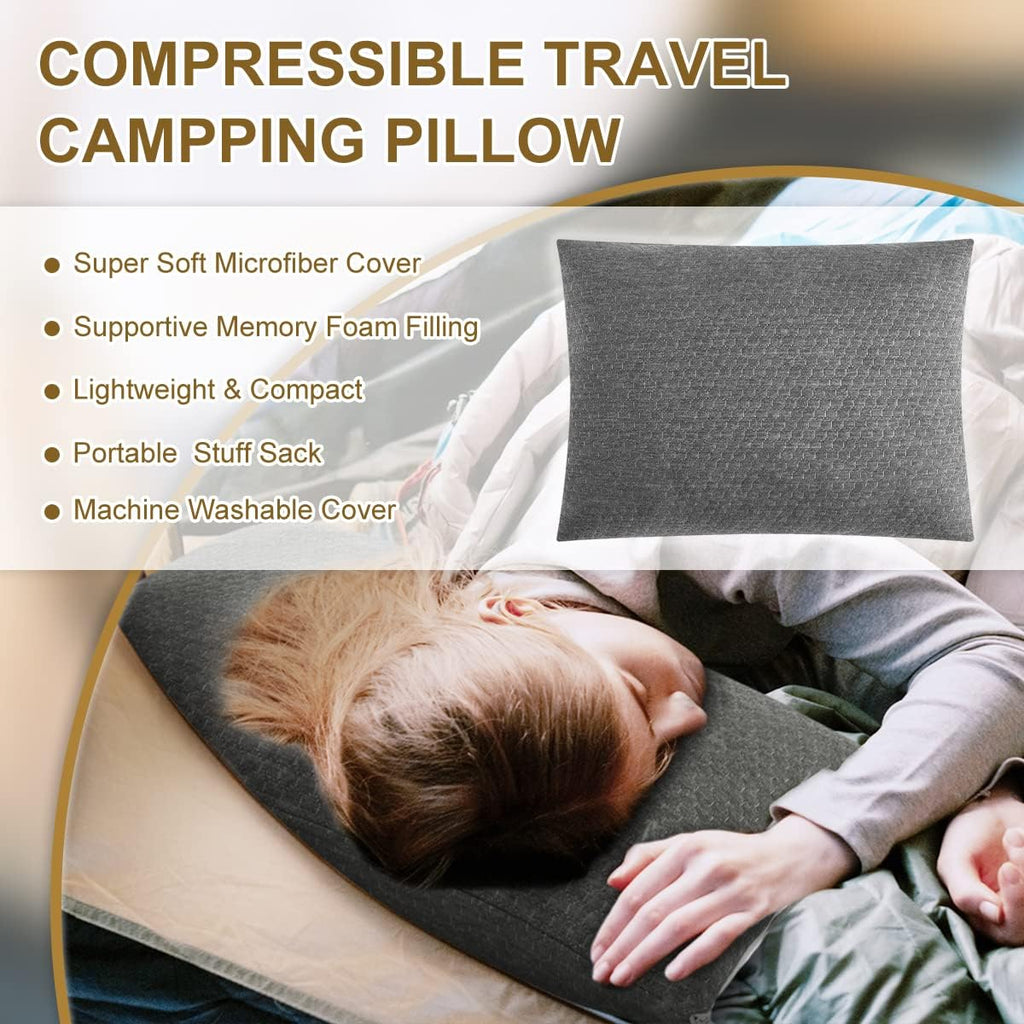 Ivellow Travel Pillow, Camping Pillow for Sleeping, Shredded Memory Foam