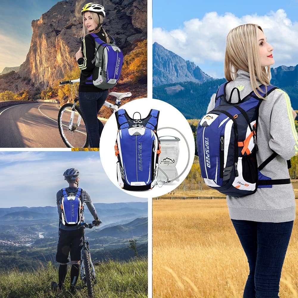 INOXTO Hydration Pack Backpack，18L Hydration Pack Lightweight Water Backpack with 2L Water Bladder Bag Daypack for Hiking Running Cycling Camping Hunting for Women Men