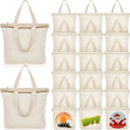Silkfly 20 Pcs Canvas Tote Bags Bulk 16.5x13.4'' Blank Cotton Canvas Bag with Zipper Handles Reusable Plain Grocery Makeup Handbag for DIY (Beige)