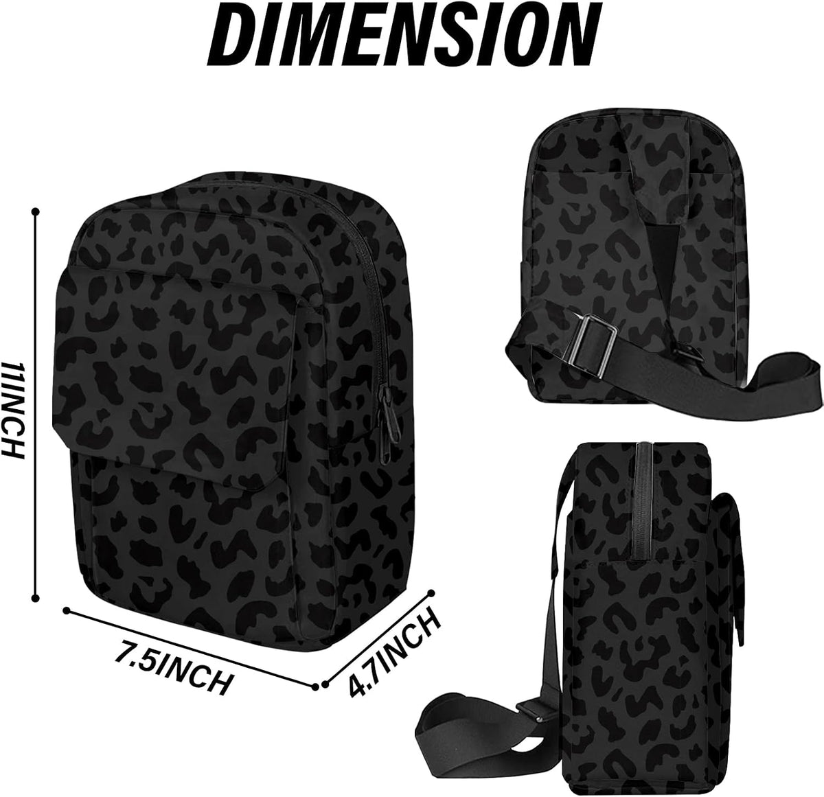 Cute Small Camera Bag with Photographer Camera Sling Bag Waterproof Dslr Camera Case Compatible with Nikon Sony Lightweigth for Women or Men（Black Leopard Cheetah）