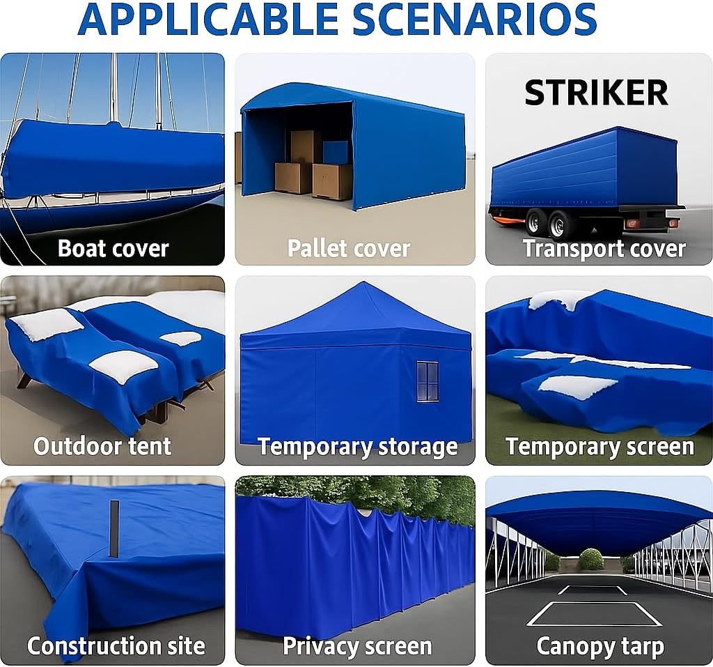 Striker Blue Tarp, Waterproof, UV Resistent, Covers 384 Sq. Ft 20' X 20'