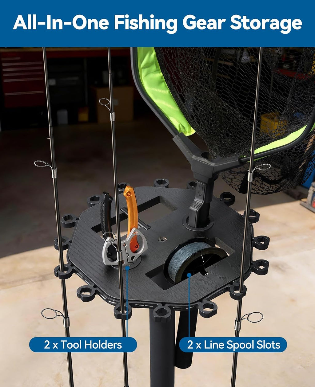 KEXMO Fishing Rod Holder Pole Rack for Garage with Wheels