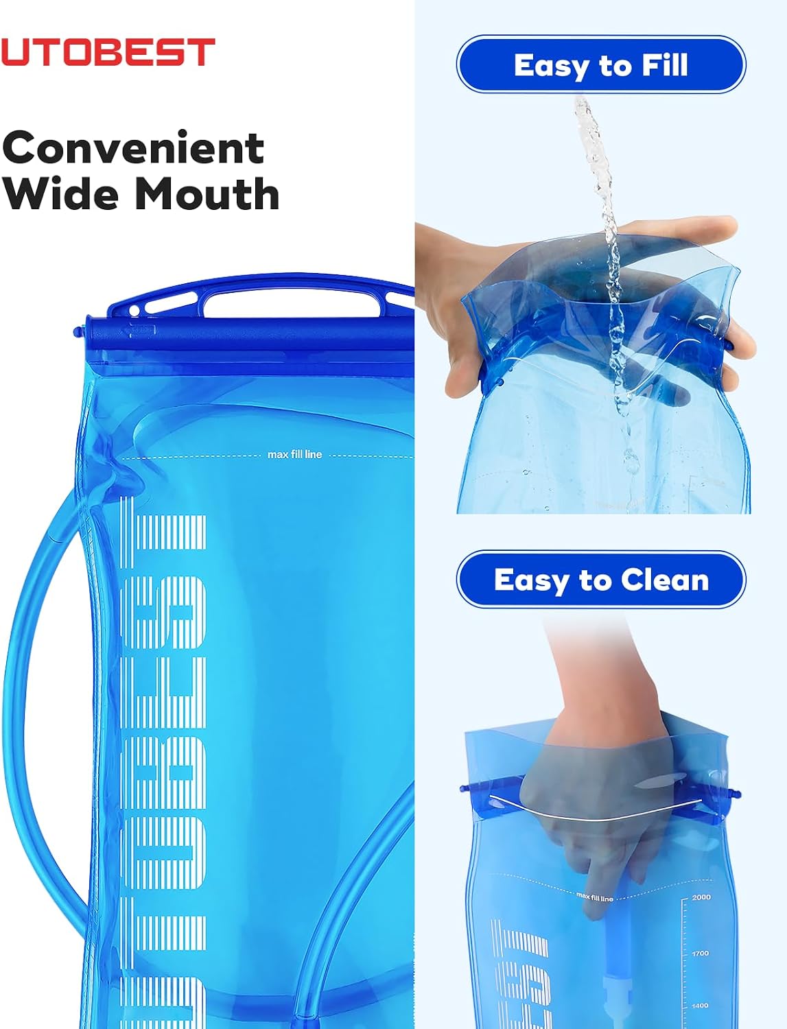 UTOBEST Hydration Bladder Water Bladder for Hiking Backpack UTR201
