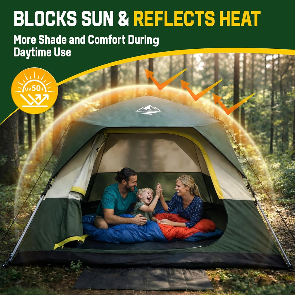 4 Person Instant Tents for Camping Setup in 50s, Cabin Tent with Rainfly