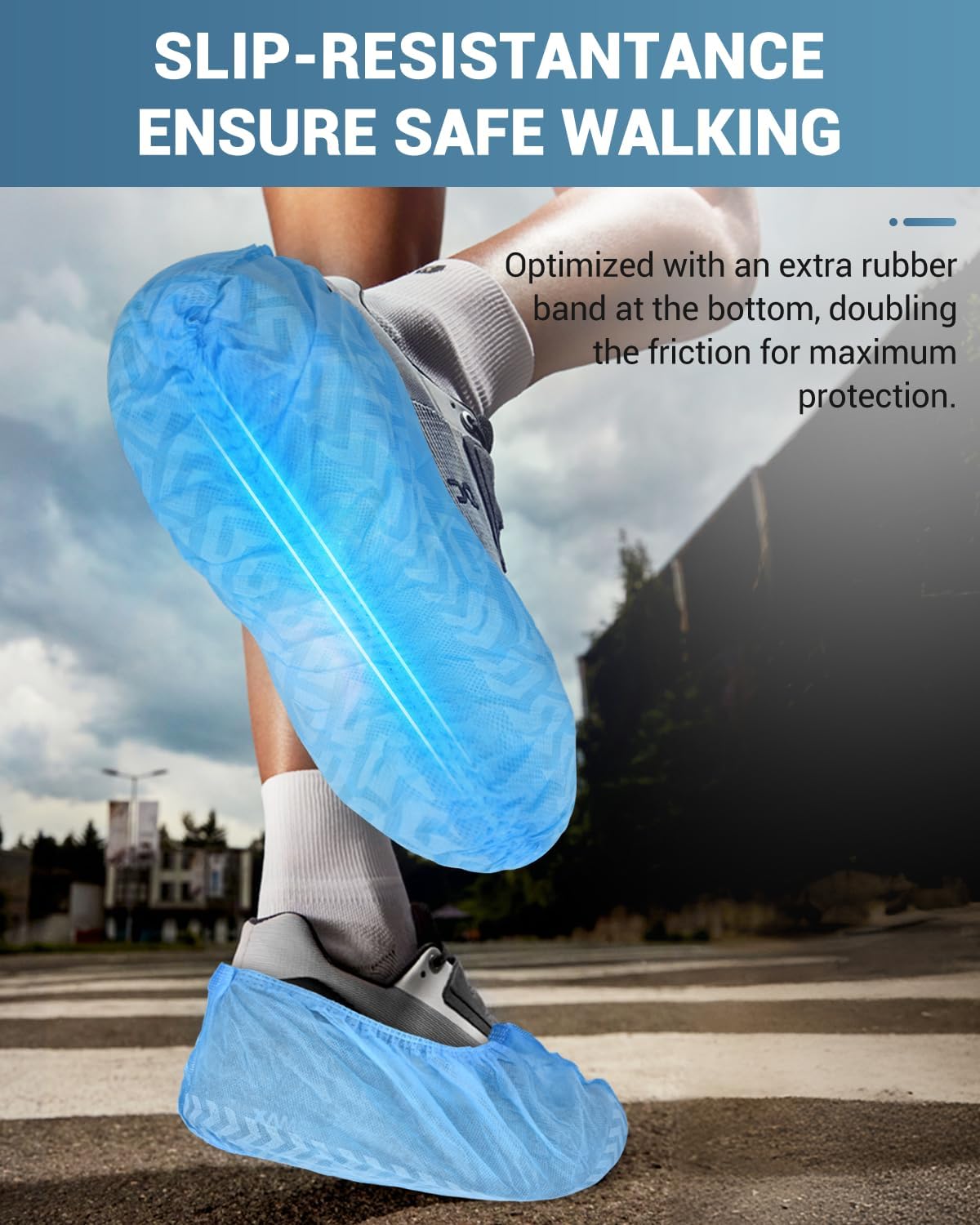 Buself 200 Count Shoe Covers Disposable Non-Slip, Premium Cloth Boot Covers, Slip-resistant, Durable, Breathable, Non-toxic, Recyclable