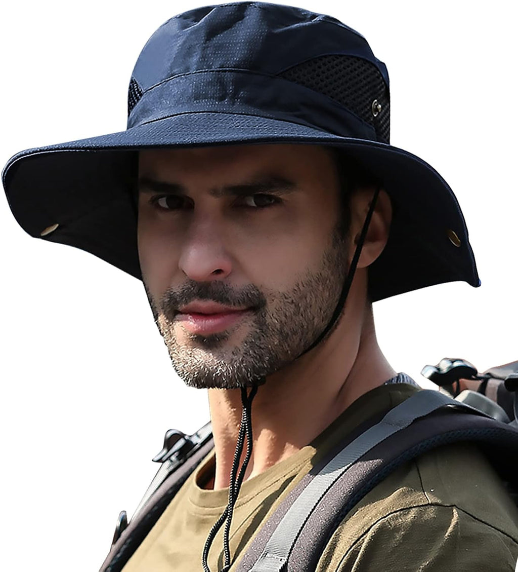 Sun Hats for Men Women UPF 50+ Wide Brim Bucket Hat Waterproof Packable Cowboy Hat for Fishing Beach Safari Gardening Golf