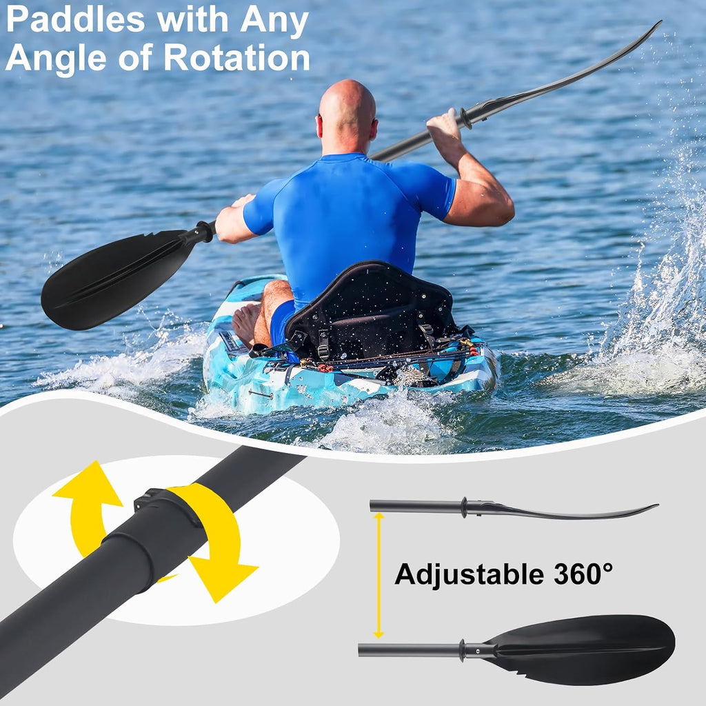 Kayak Paddle, Telescoping Canoe Paddle Boat Oars Fishing Adults with Kayak Paddles Leash Steel Material Adjustable Sturdy Black(94inch)