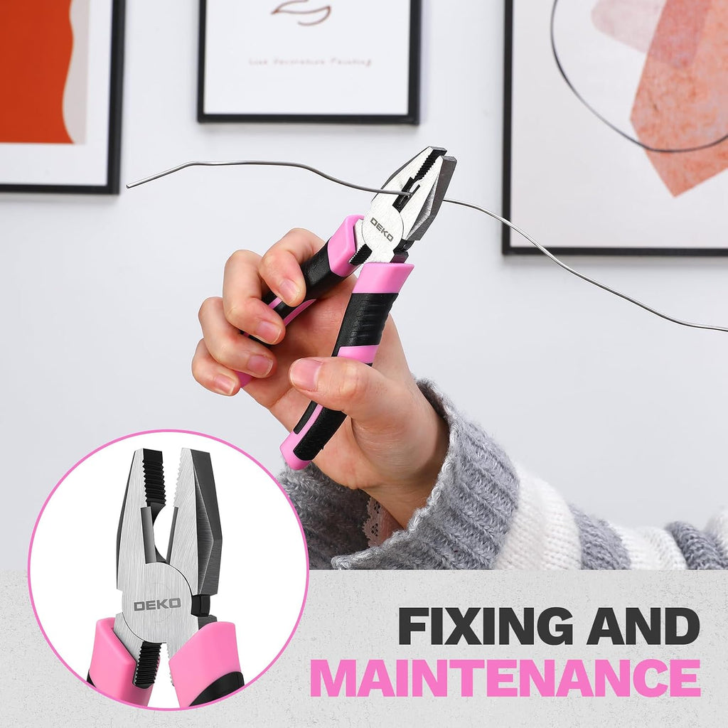 DEKOPRO 94 Piece Pink Tool Set, Household DIY Tool Kit for Women with Storage Toolbox, Small Basic Hand Tool Box Set for Home Repair, DIY, Apartment, Office