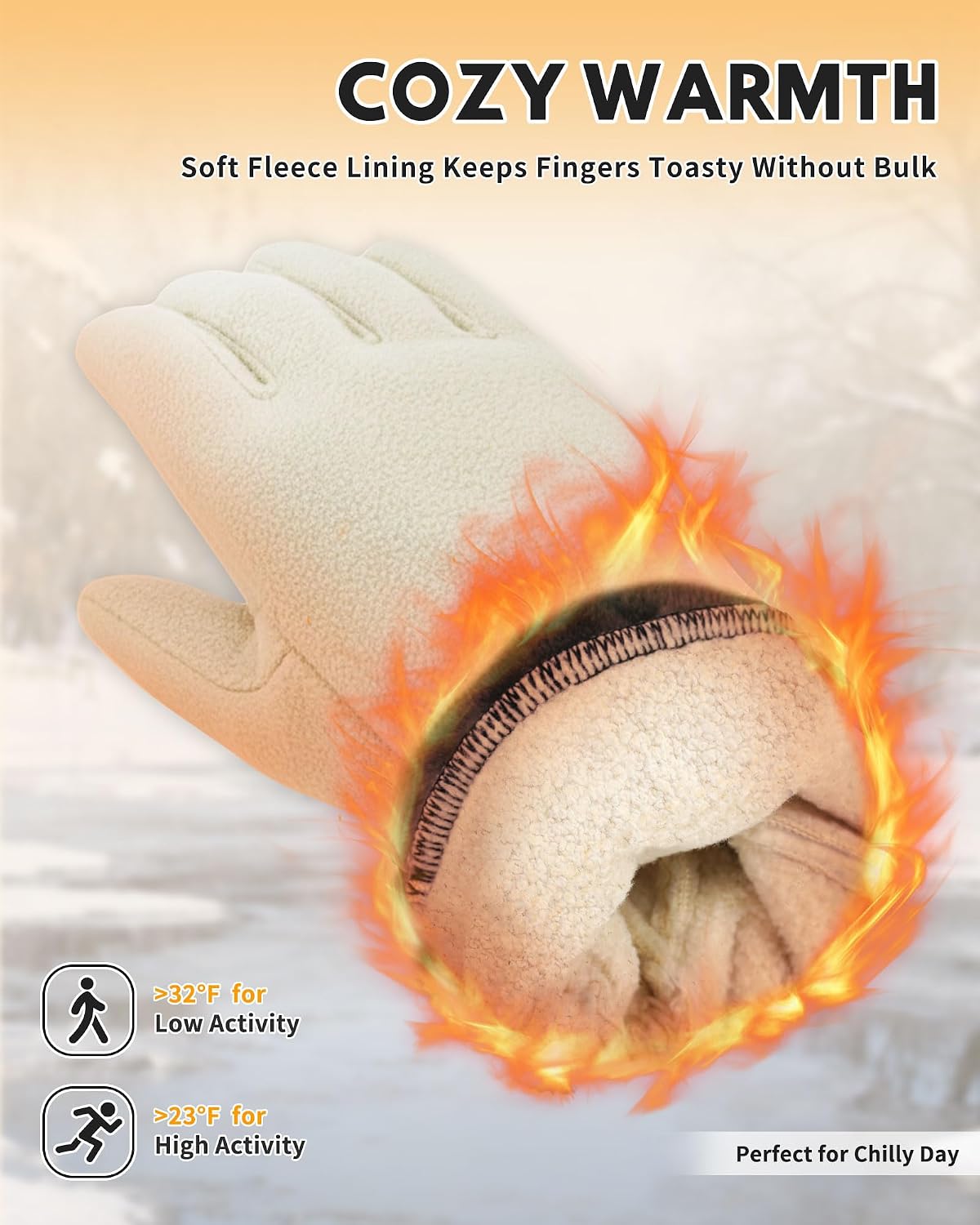 Winter Warm Gloves for Women - Fashion Style Windproof Cuffs Soft fleece - Touchscreen Thermal Flexible Gloves