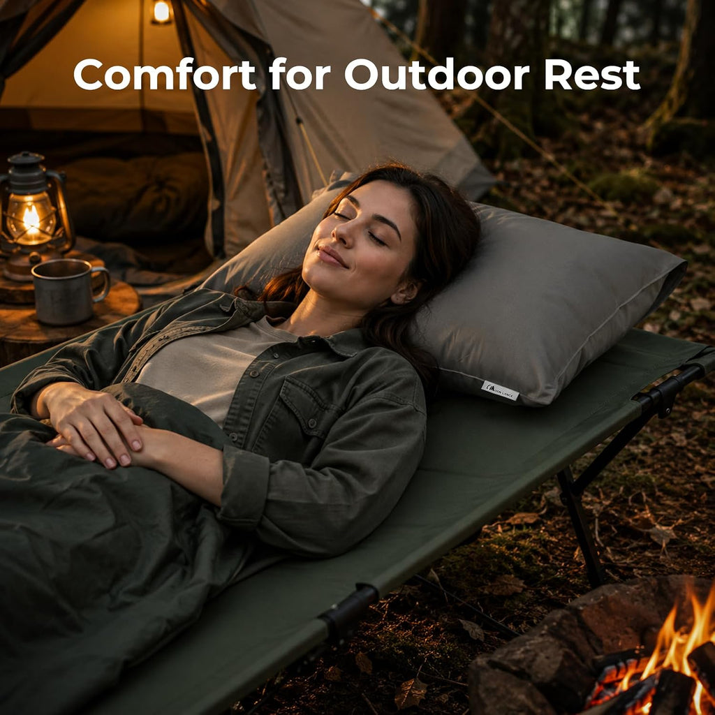 MOON LENCE Camping Pillows 2 Pack, Compressible Camp Pillow with Washable Cover & Carry Bag, Plush Filled Backpacking Pillow for Hiking, Travel, Sleeping 14"x18" Light Grey