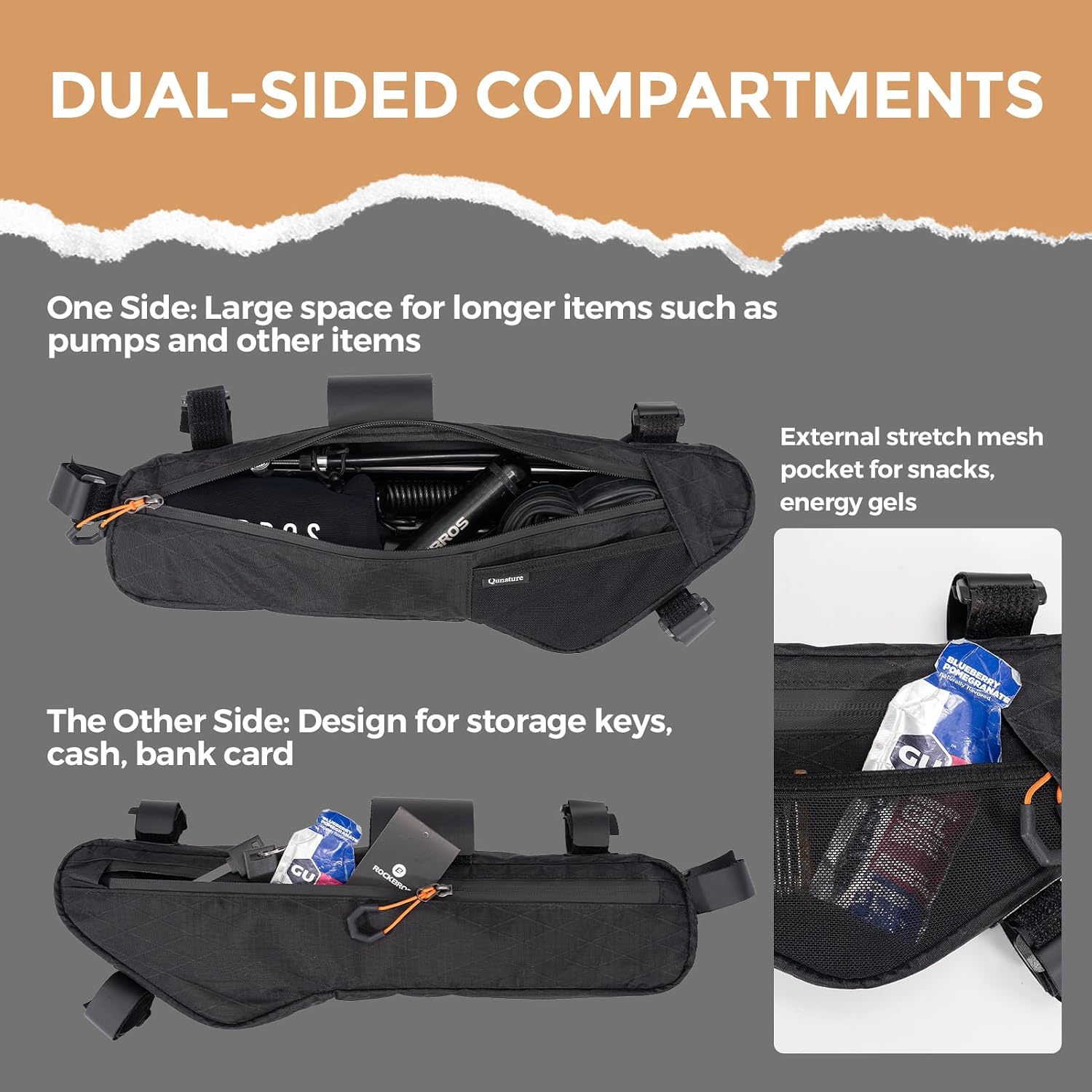 Bike Frame Bag Waterproof Triangle Bag Anti-Slip 5-Point Straps