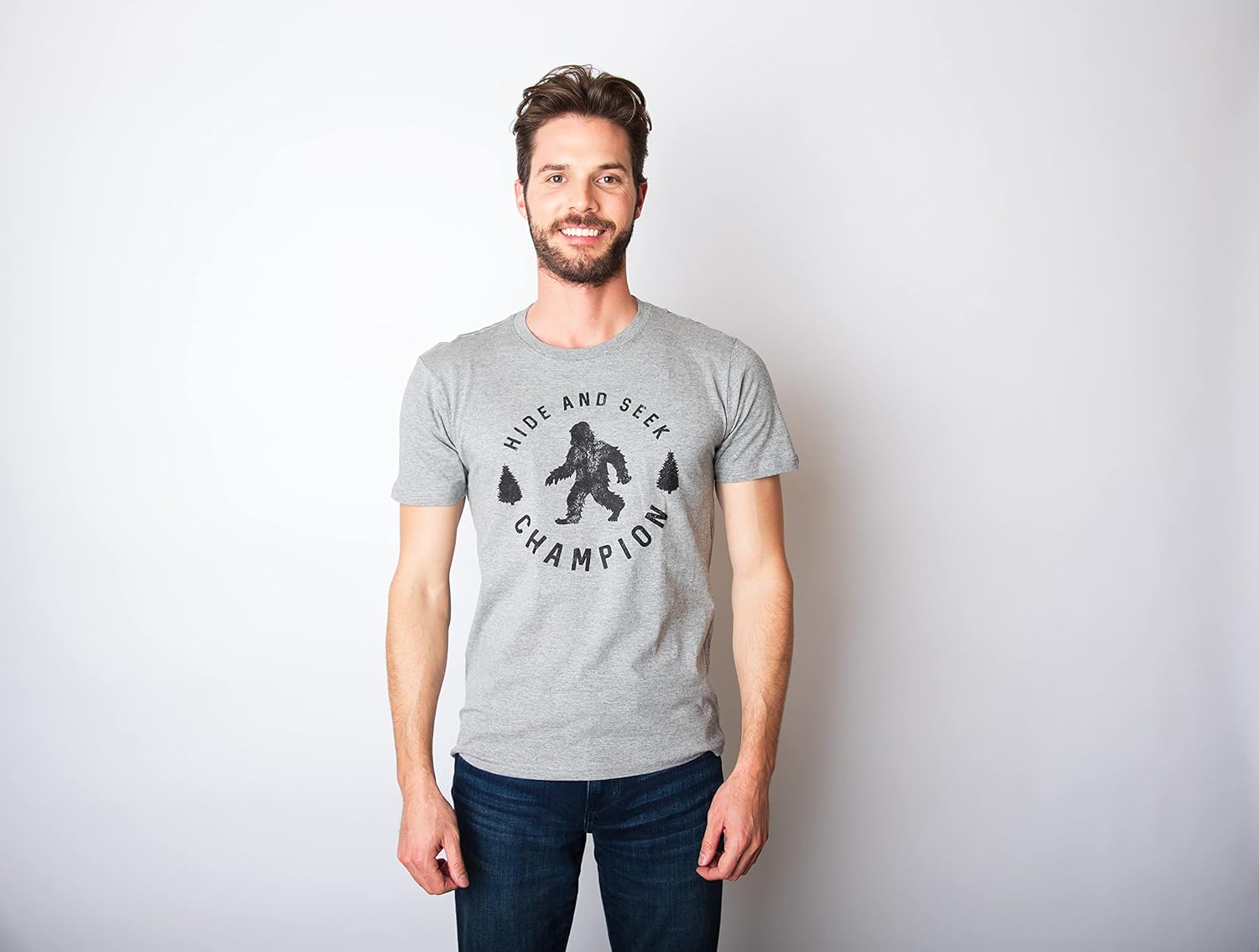 Crazy Dog T-Shirts Hide and Seek Champion Funny Bigfoot Graphic Tee