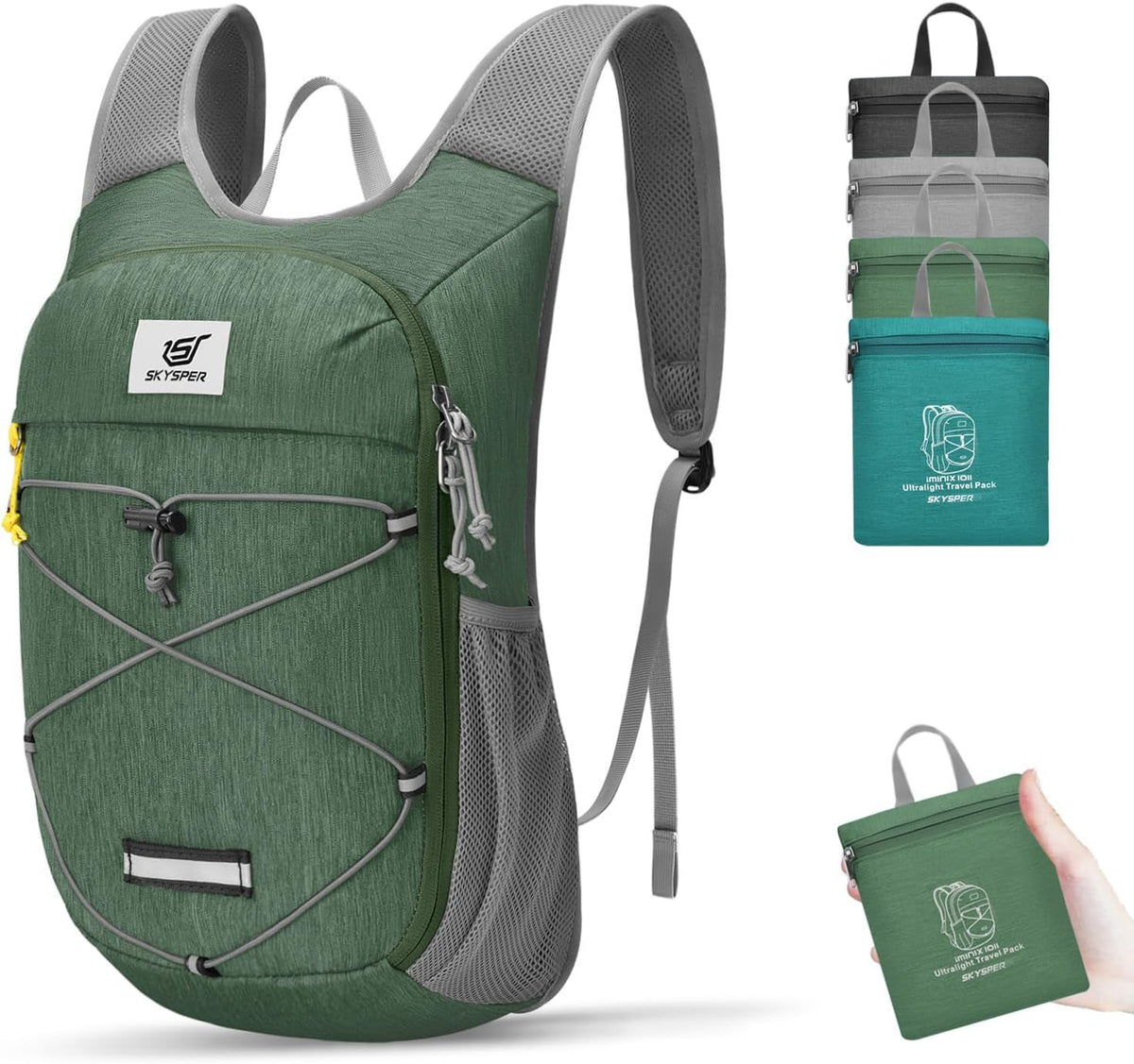 SKYSPER Foldable Hiking Backpack 10L/15L Small Lightweight Travel Daypack