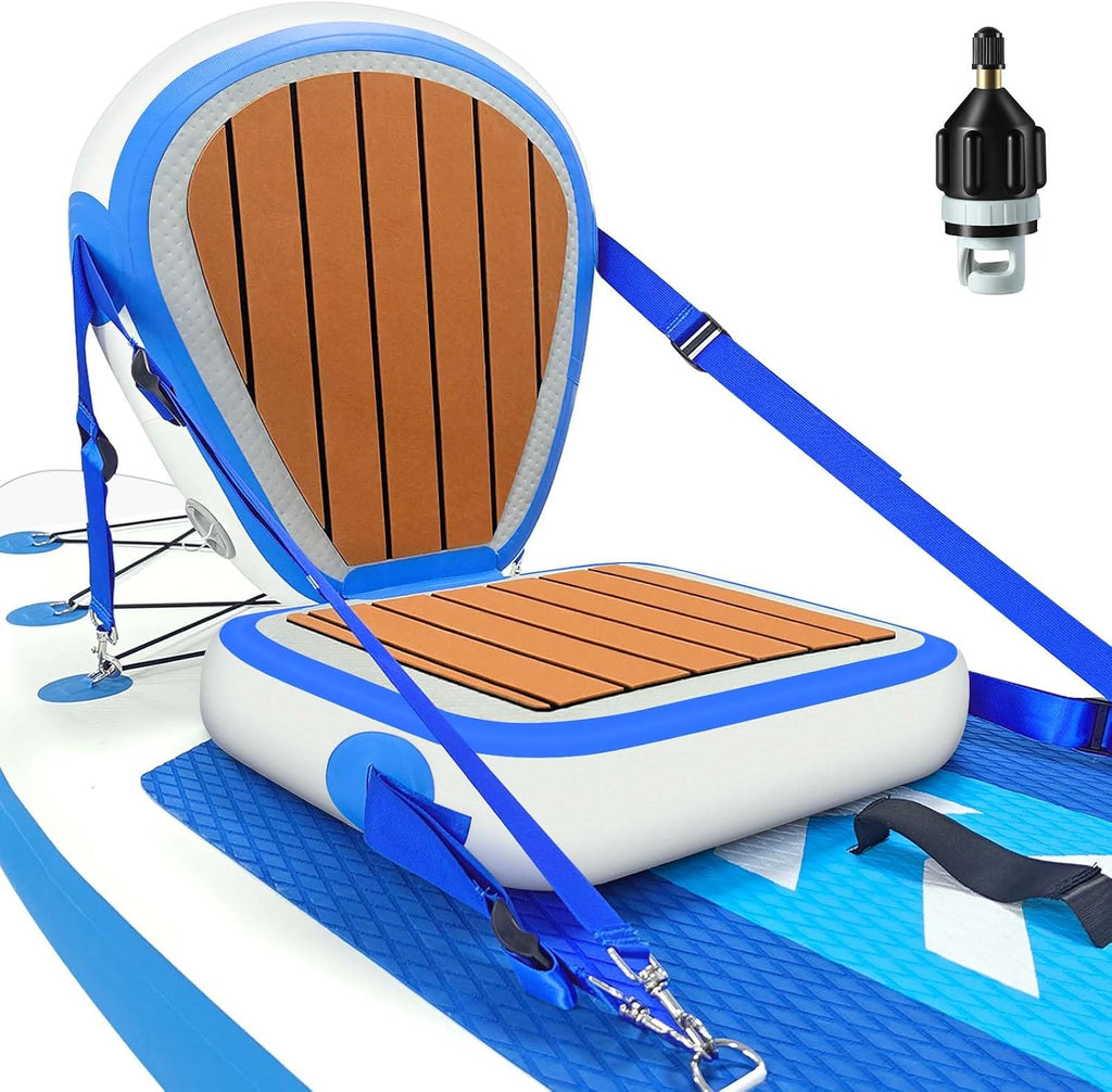 Inflatable Kayak Seat with Back Support, Universal Sturdy Paddle Board Seats for Sit on Top, Adjustable Blow Up Seat with Inflate Nozzle for Kayaking Canoeing Rafting