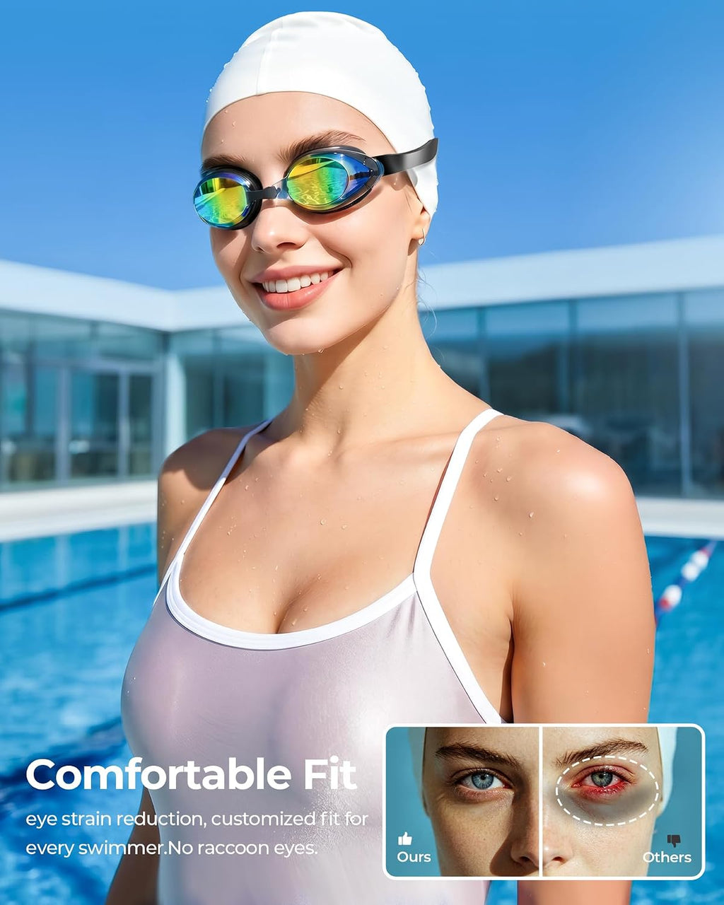 Aegend Flat Lens Swim Goggles, Anti-Fog Swimming Goggles, No Leak Anti-UV Pool Goggles for Adult Men Women Youth