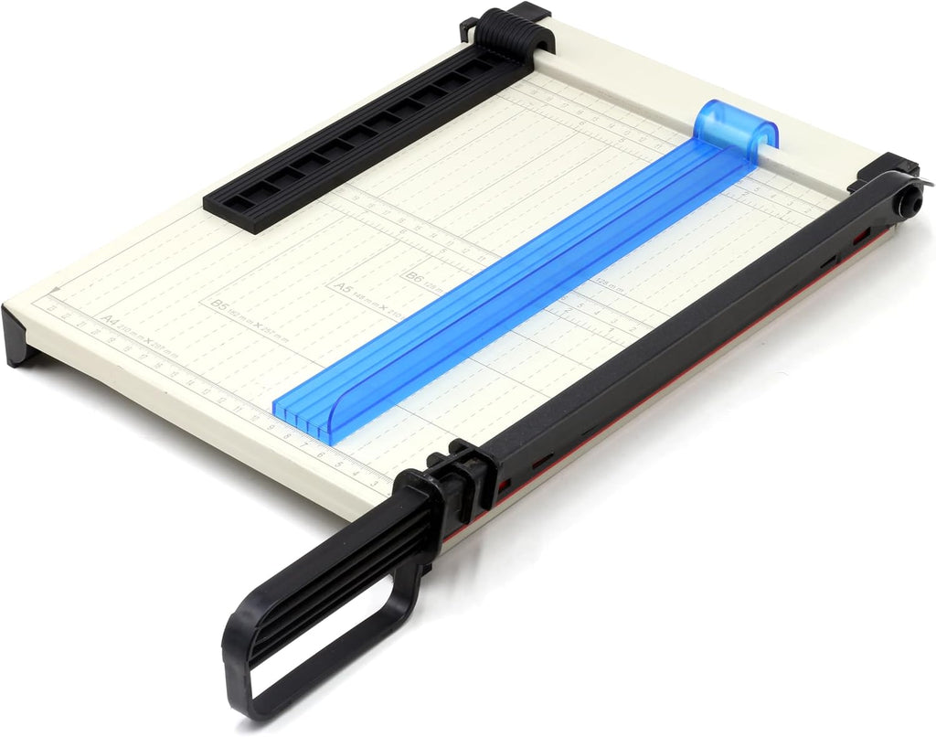 TEXALAN(R) Paper Cutter Letter Size Paper Trimmer 12” Cut Length 12 Sheet Capacity Guillotine Paper Photo Cutter with Magnet Clamp, Paper Guide, Size Guideline