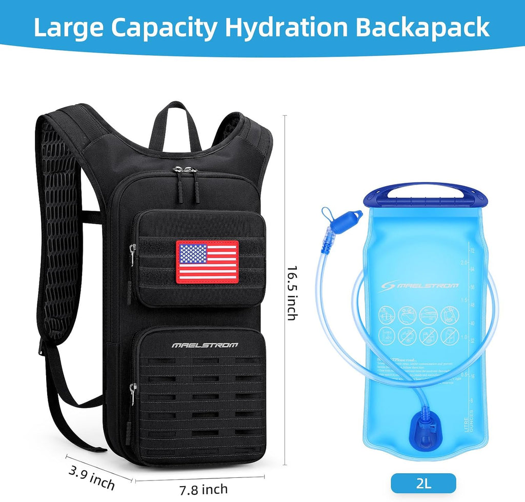 Maelstrom Tactical Hydration Backpack,Water Pack with 2L Water Bladder