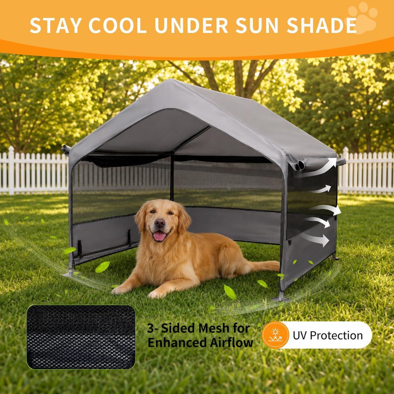 Extra Large Dog House Outdoor, 4'x4'x3.3' Dog Shade Shelter Canopy